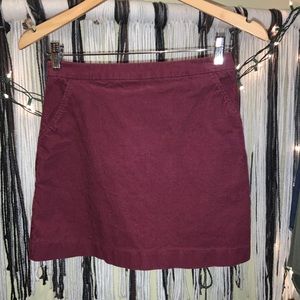 Raspberry wine corduroy mini skirt with pockets